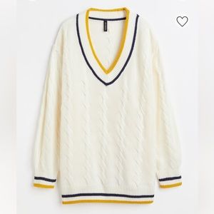 Oversized collegiate cable knit sweater